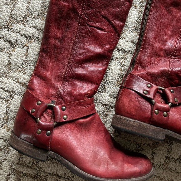 Vintage Red Frye Harness Boots - Picture 3 of 7